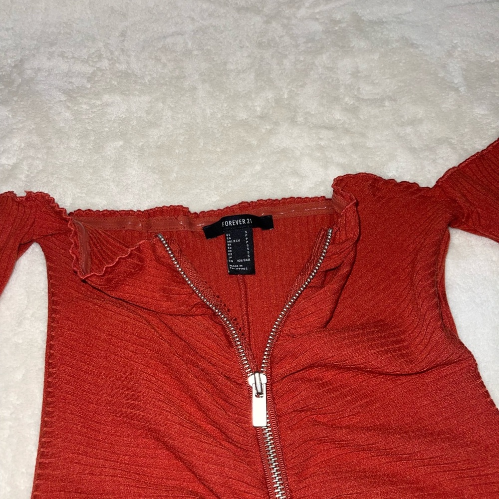 Rust Off-Shoulder Dress - Picture 5 of 6